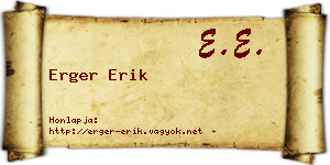 Erger Erik névjegykártya